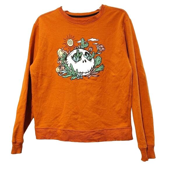 Nightmare Before Christmas Jack Skellington Cactus Sweatshirt Orange Womens M - Picture 1 of 4